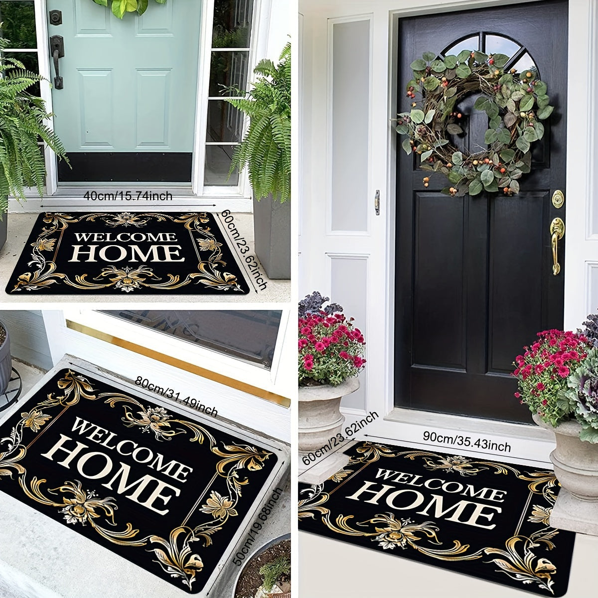 Welcome Home Monogram Entrance Mat Non-Slip Stain-Resistant Indoor Outdoor Rug