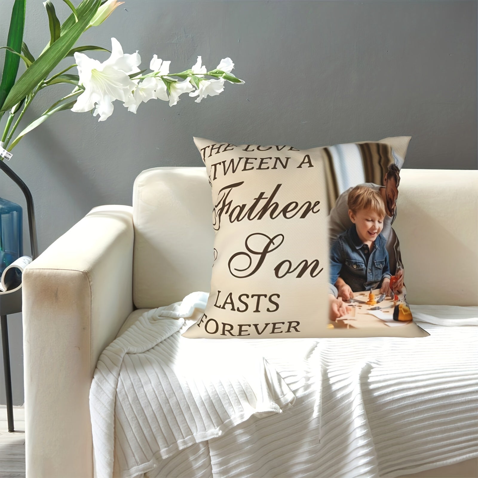 Personalized Photo Pillowcase for Father and Son Gift Home Decor 14+
