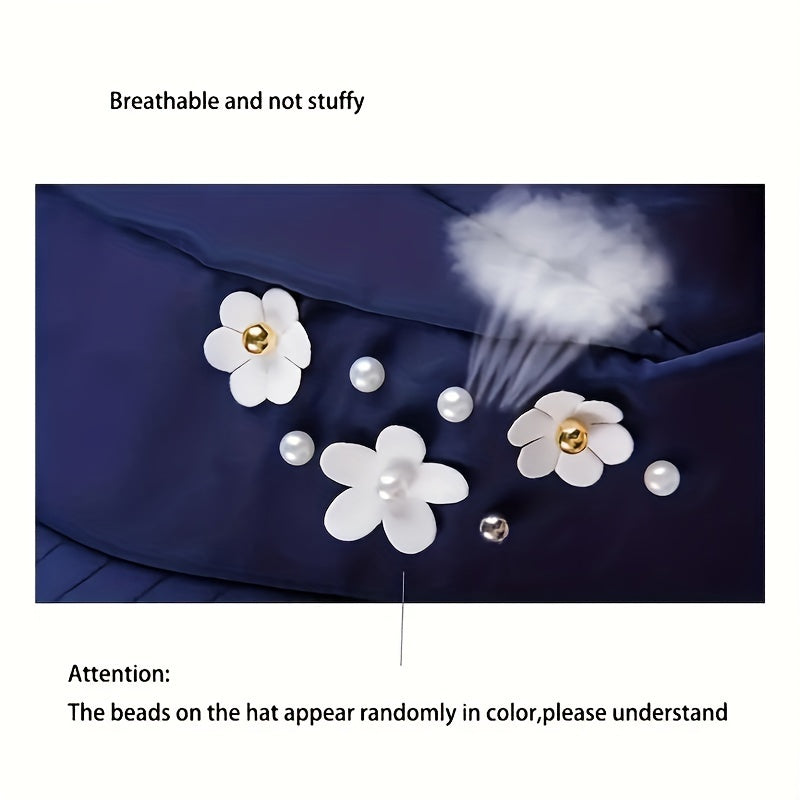 Women’s Beaded Sun Visor with UV Protection Foldable Polyester Outdoor Hat