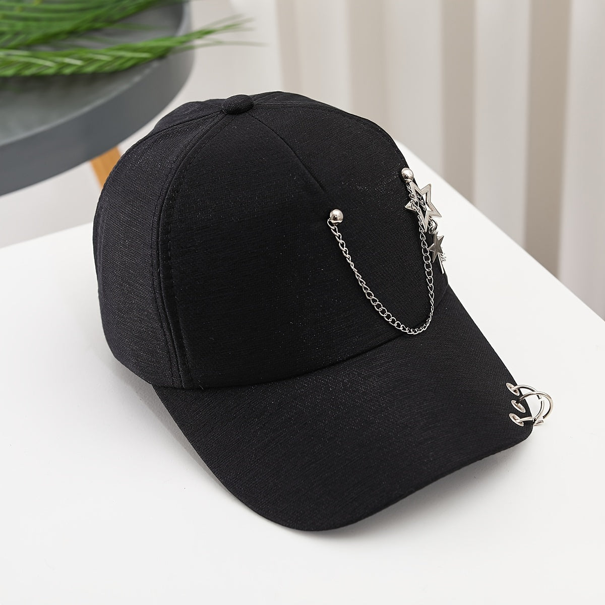 Women's Cotton Baseball Cap with Star Pendant Adjustable Sun Hat Outdoor Headwear