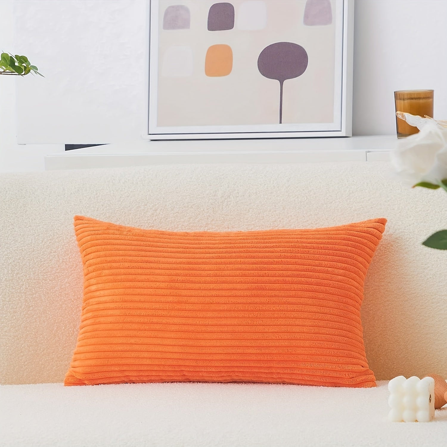 Orange Pillow Cover 30x50cm or 45x45cm Polyester Zipper Closure