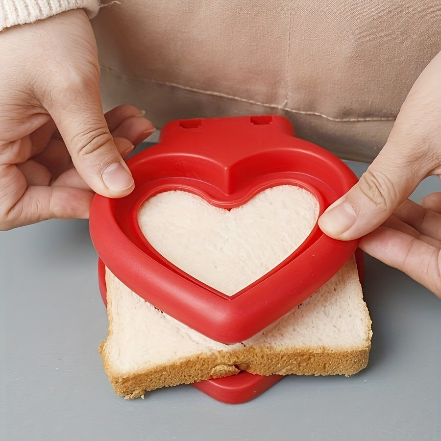 Juego de cortador y sellador de sándwiches en forma de corazón de acero inoxidable para almuerzo y horneado