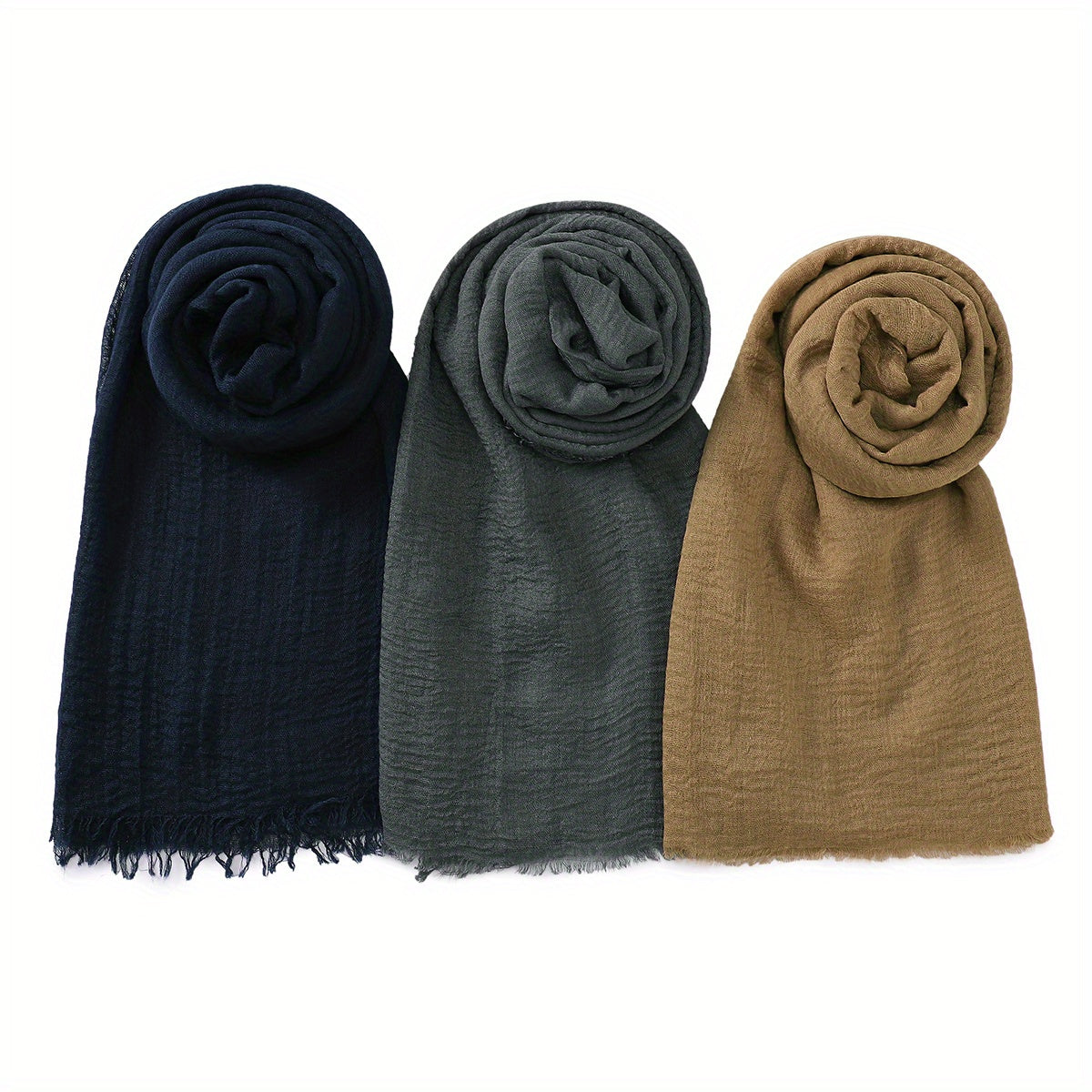 3 ta minimalistik pufli pleatli hijablar to'liq ranglar nafas oladigan kundalik sharflar