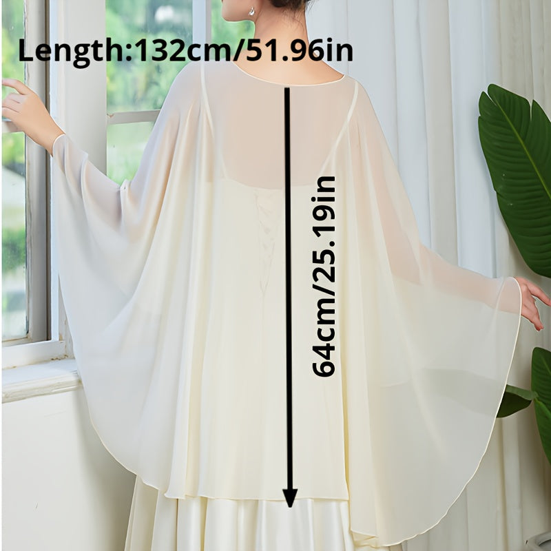 Solid Color Chiffon Cape for Wedding Dresses and Everyday Fashion Lightweight Hand Washable
