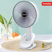 Mini Desk Fan with Adjustable Angle, USB Rechargeable, 3-Speed, Clip-On, Portable