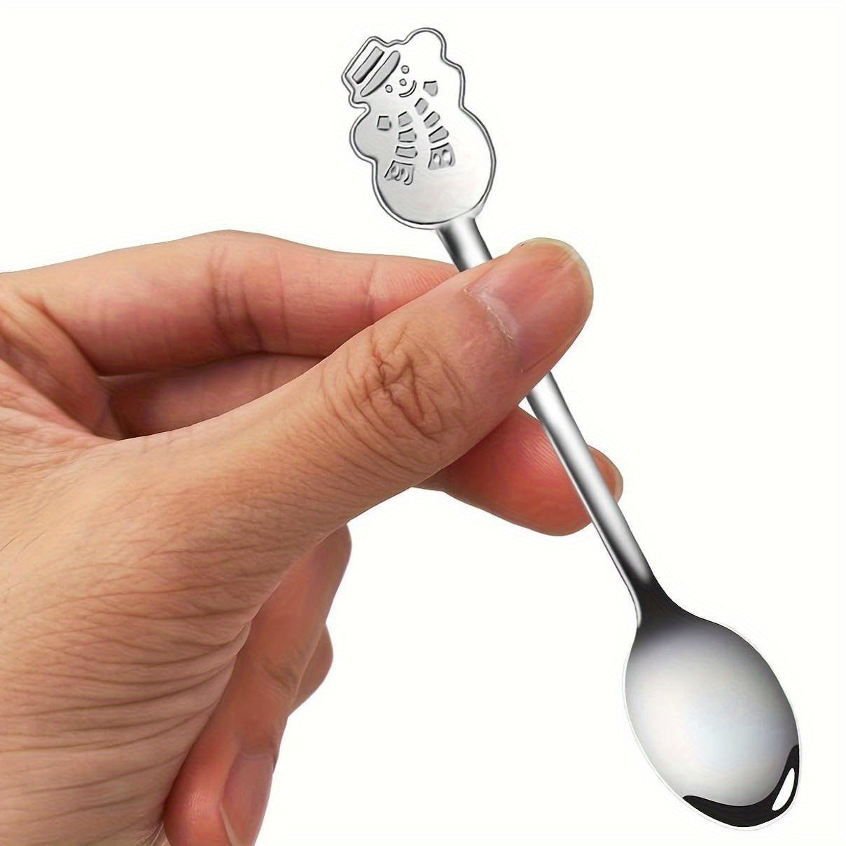 8-Piece Stainless Steel Mini Spoon Set with Holiday Designs for Tea Coffee Desserts