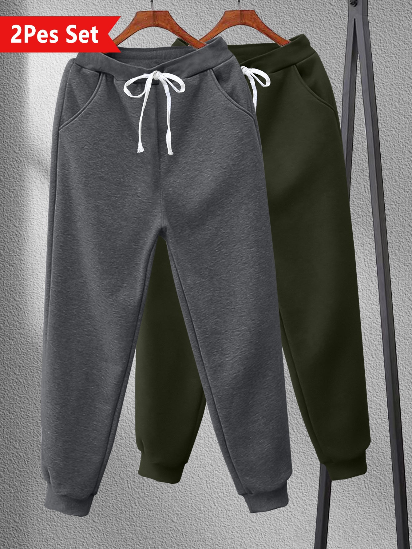 Pantalones deportivos casuales para hombre en tallas grandes, poliéster, ajuste regular, color sólido