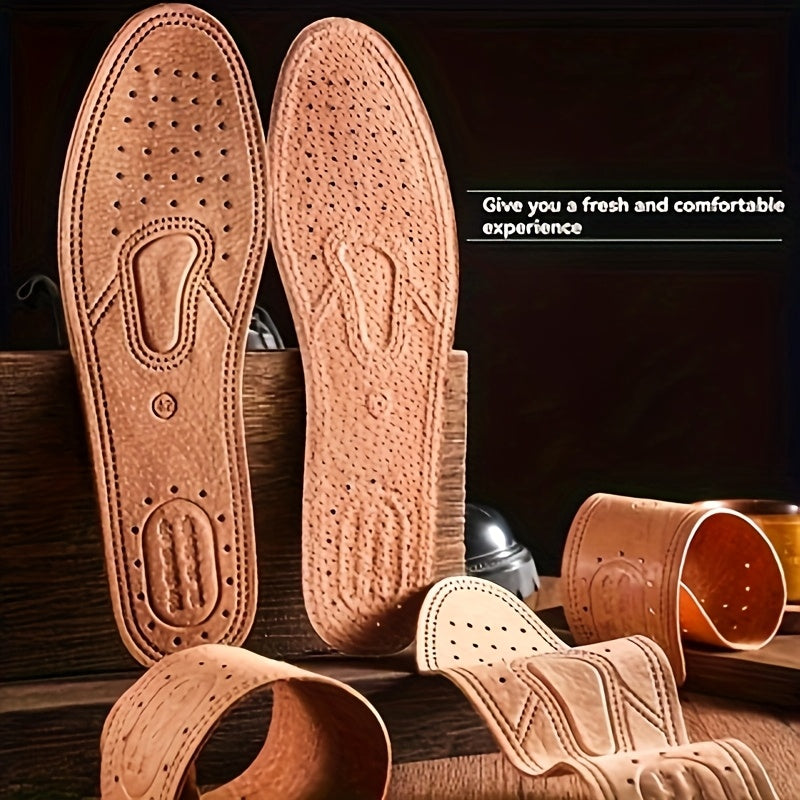 2Pcs Unisex Cowhide Shoe Pads Breathable Perforated Comfortable