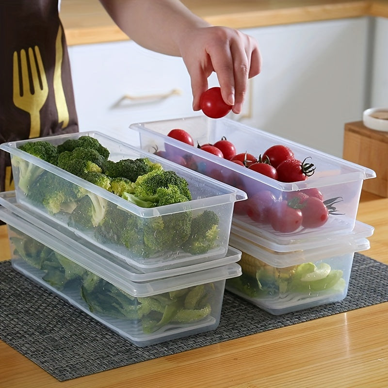 Sabzavotlar va mevalarni yangi saqlash uchun sehrli vosita - Suv ajratish bilan muzlatgichda saqlash qutisi, uyda saqlash uchun muzlatgich - 3 dona