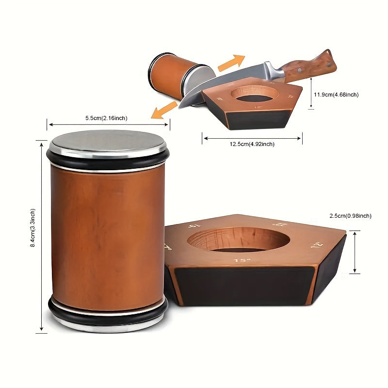 Handcrafted Wooden Knife Sharpener with Five Angled Sides No Power Needed