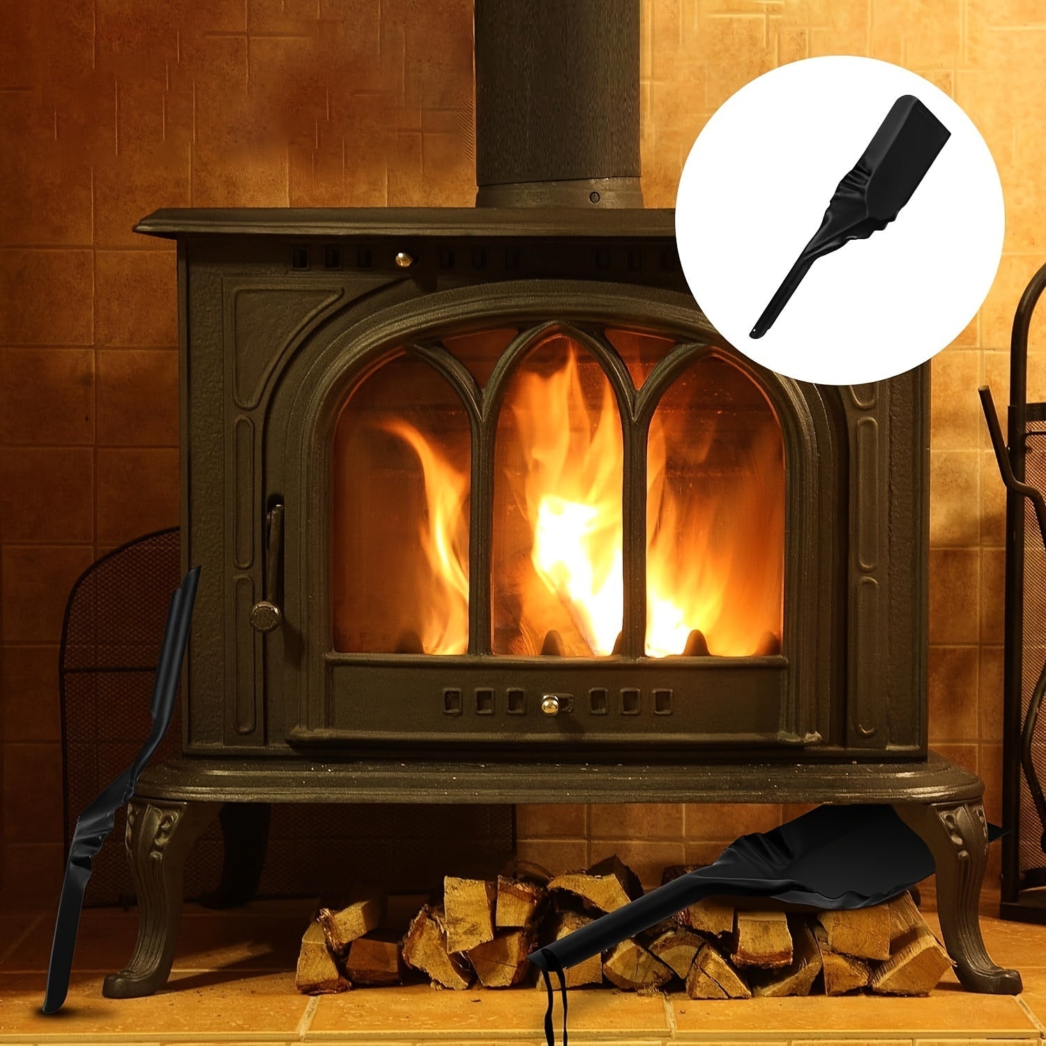 Fireplace Ash Scoop 38.86 cm Long Gardening Shovel Black