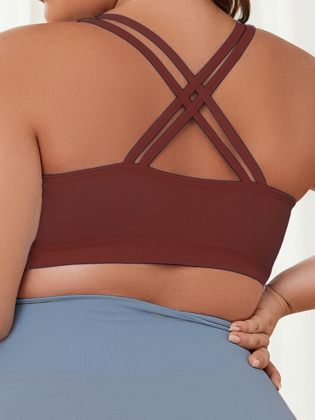 Women's Plus Size Running Bras 3 Pack Breathable Mesh Cross-Back Support