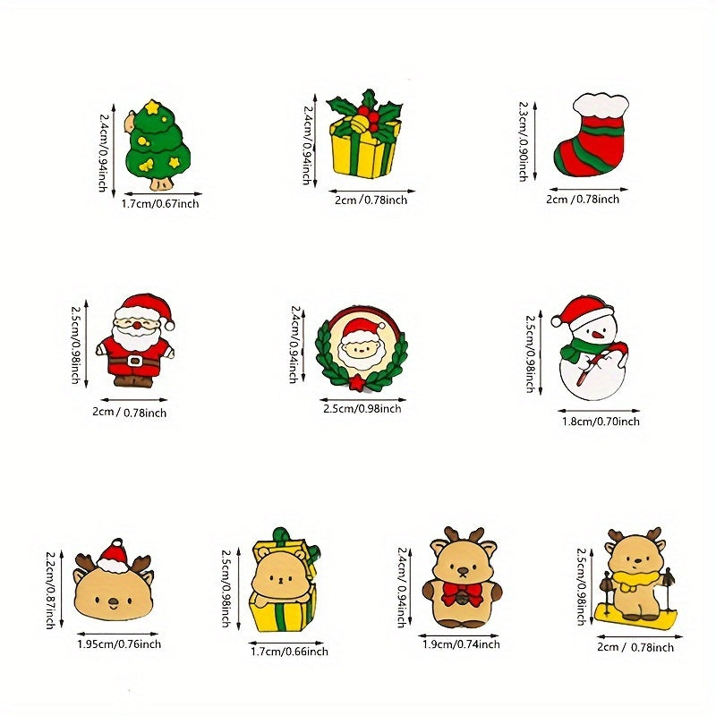 10 Christmas Brooches Santa Claus Elk Cartoon Style Fashion Pins Collar Buttons