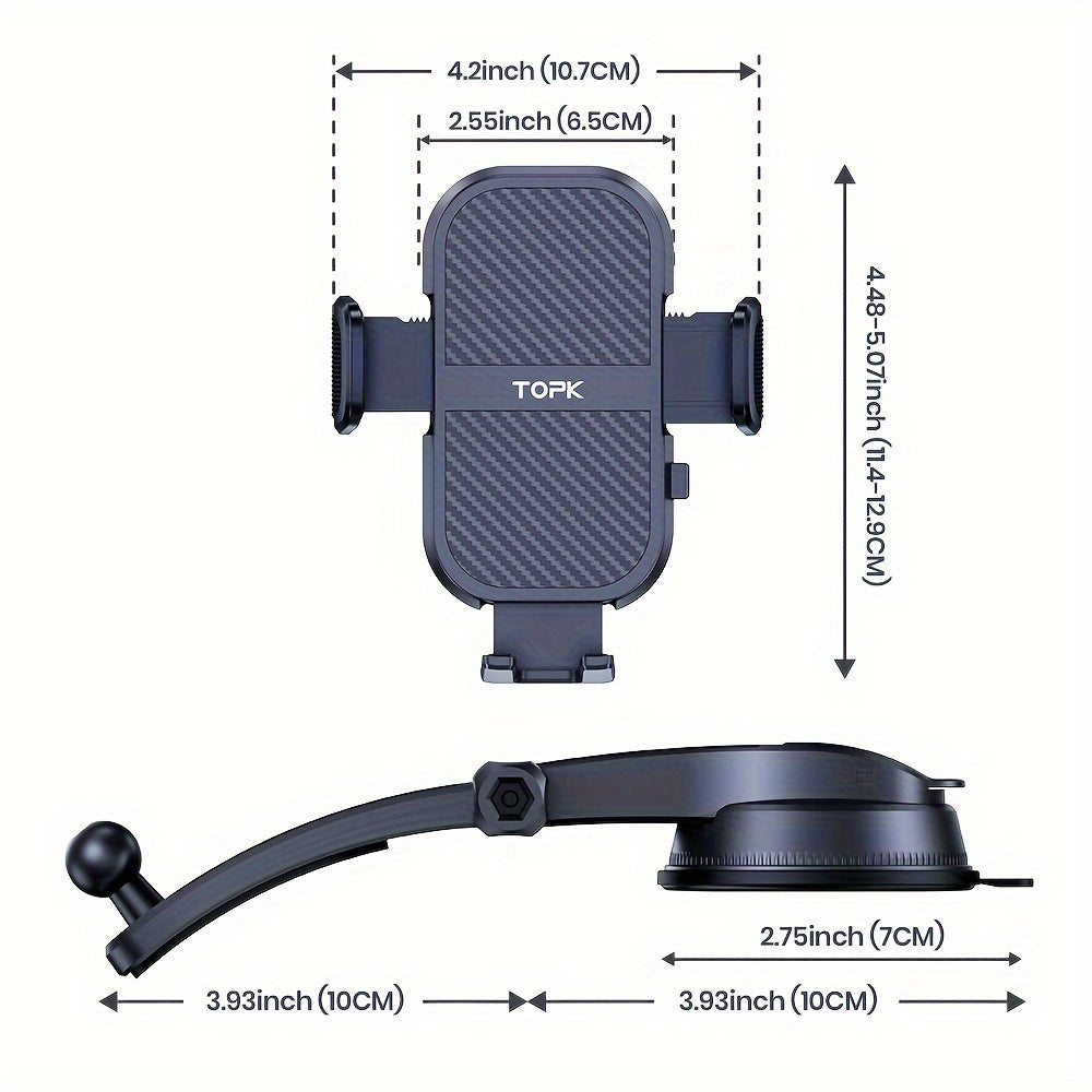 Car Dashboard Phone Mount Adjustable Vertical Horizontal Stability Adhesive Pads