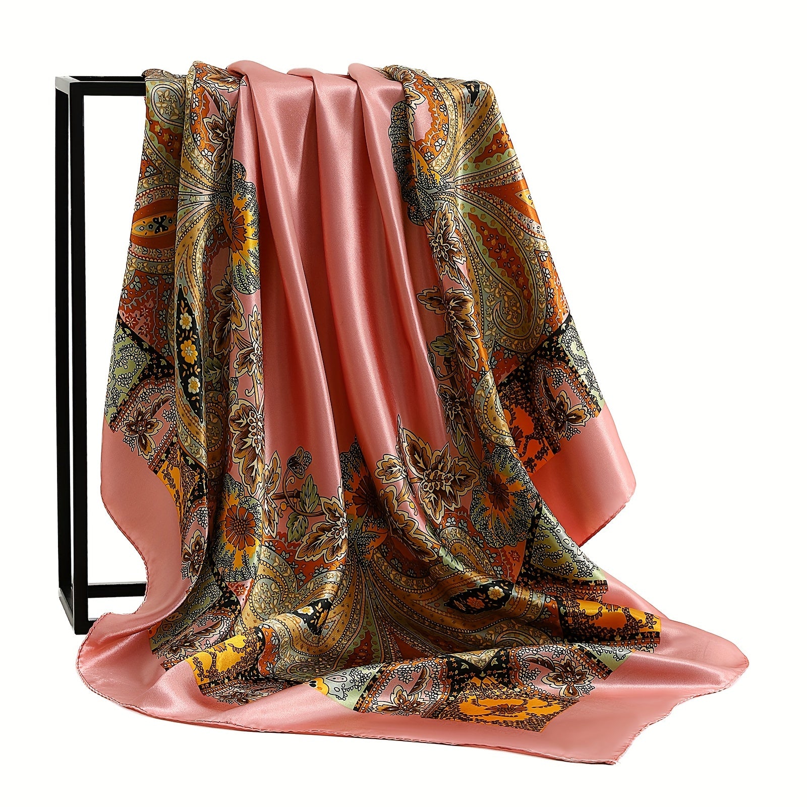 Unisex 90x90cm Polyester Printed Square Scarf Windproof Sun Protection Shawl for All Seasons
