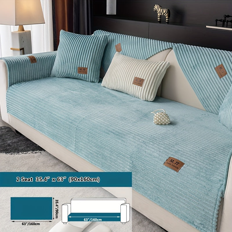 Плюшевый чехол на диван, толстый, теплый, зимний, противоскользящий, современный, дружелюбный к питомцам, для гостиной, спальни, офиса