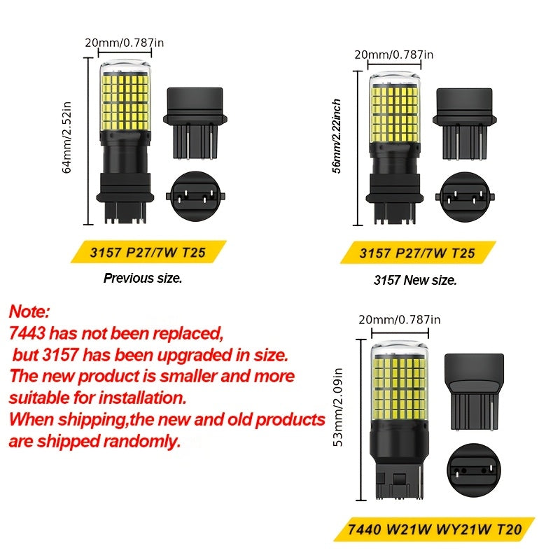 2 Pack Car LED Bulb T20 7440 W21W 7443 3156 Brake Reversing Signal