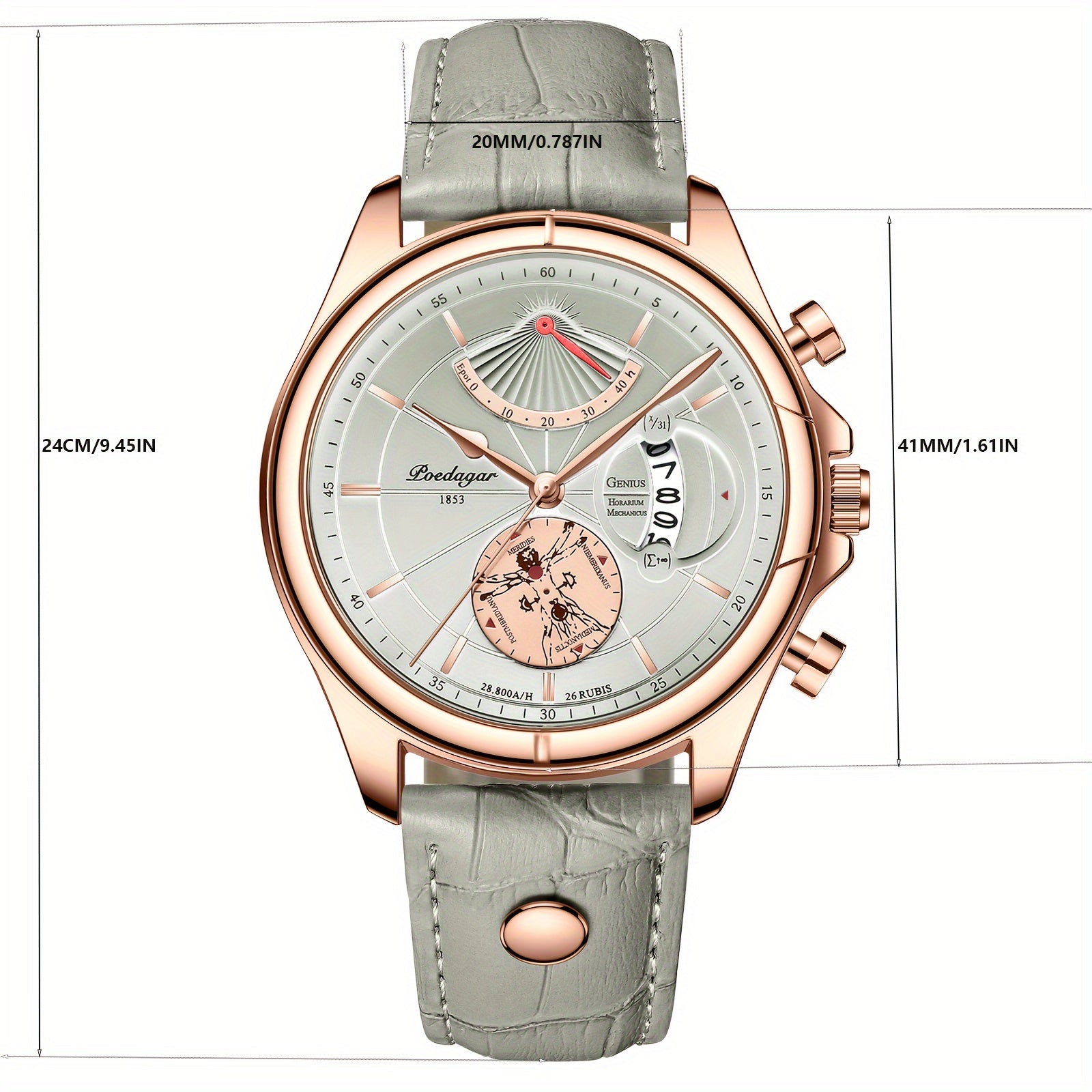 Casual Luminous Quartz Watch for Men and Women Waterproof with Calendar and PU Leather Strap