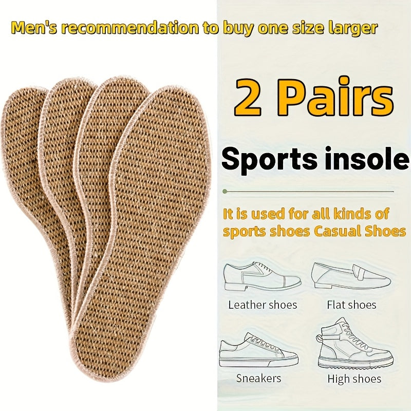 Men Women Brown Breathable Insole Comfort Pads Sizes 35-45 (22.86-27.0 cm) 2 Pairs