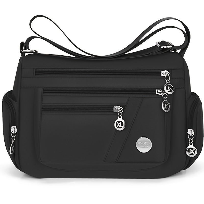 Waterproof Nylon Crossbody Bag for Women with Adjustable Strap and Multi-Layer Design