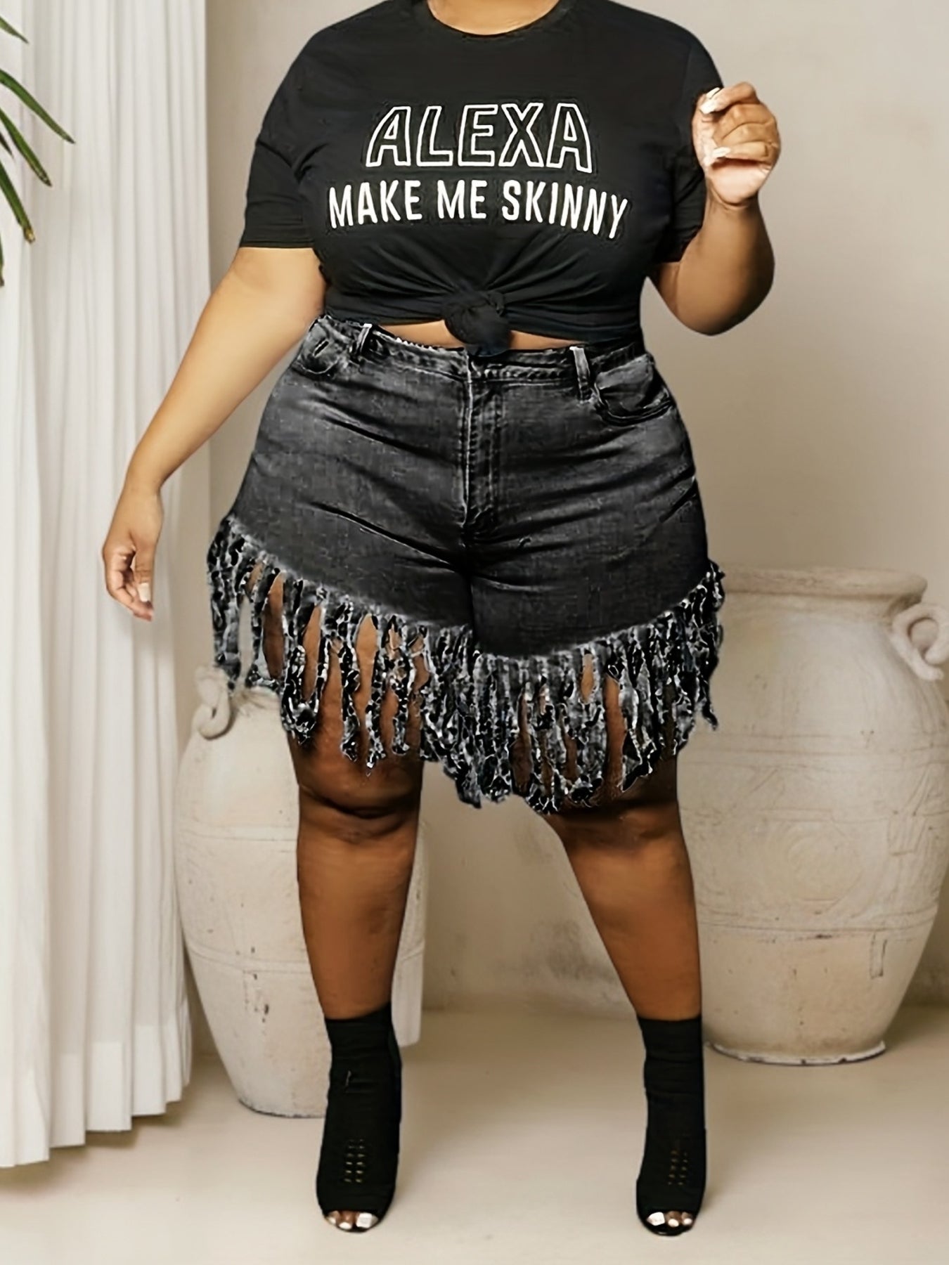 Women’s Stretchy Hip-Hugging Fringe Panties Large Size Washable Straight Leg