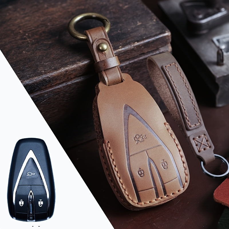 Universal PU Leather Key Fob Cover for SUV Remote with Secure Chain