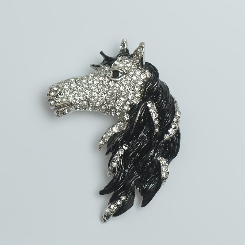 Vintage Rhinestone Horse Head Brooch Pin - Klassik Hayvon Zargarlik Aksessuari