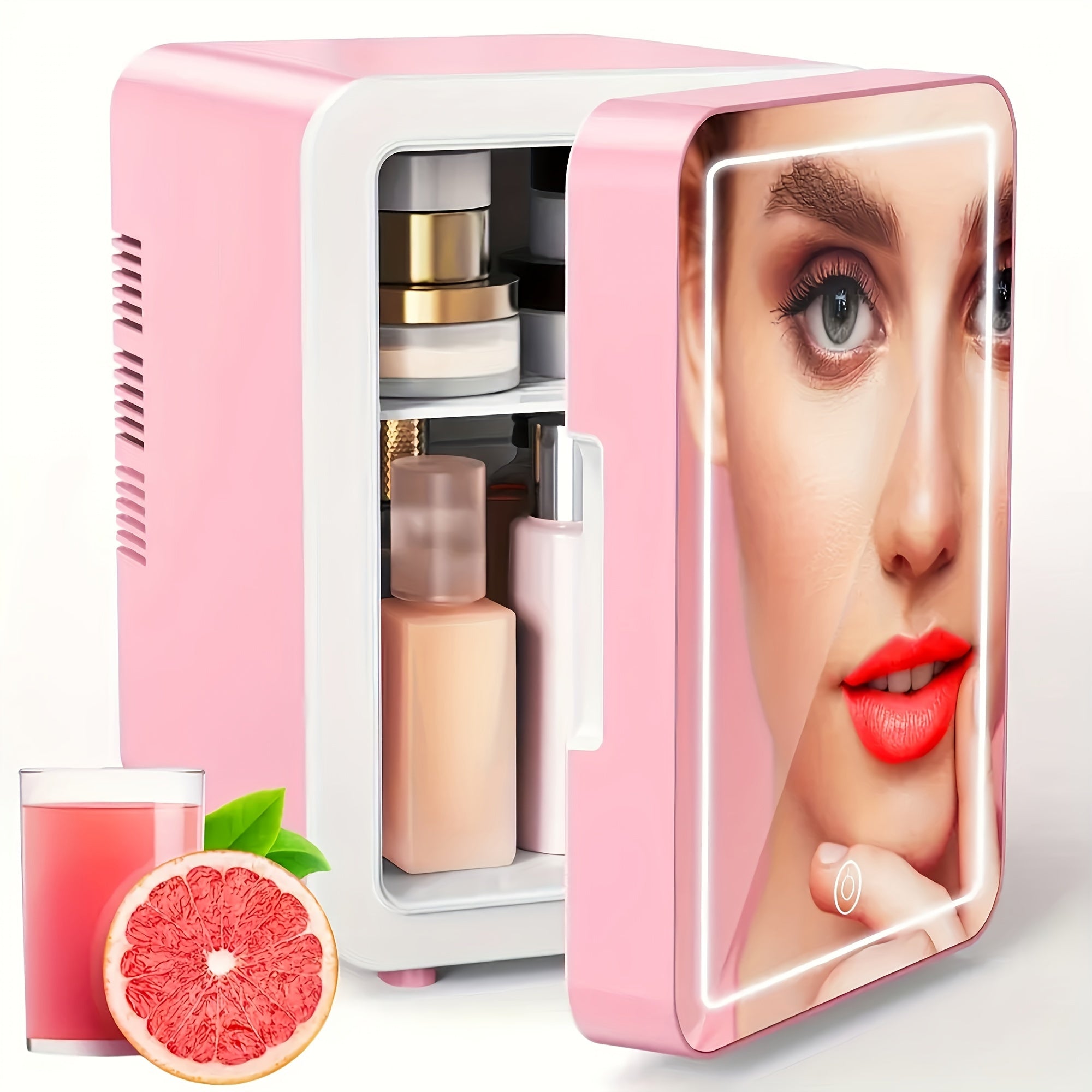 Mini Portable Fridge 4L with Mirror LED Display for Travel Home Office