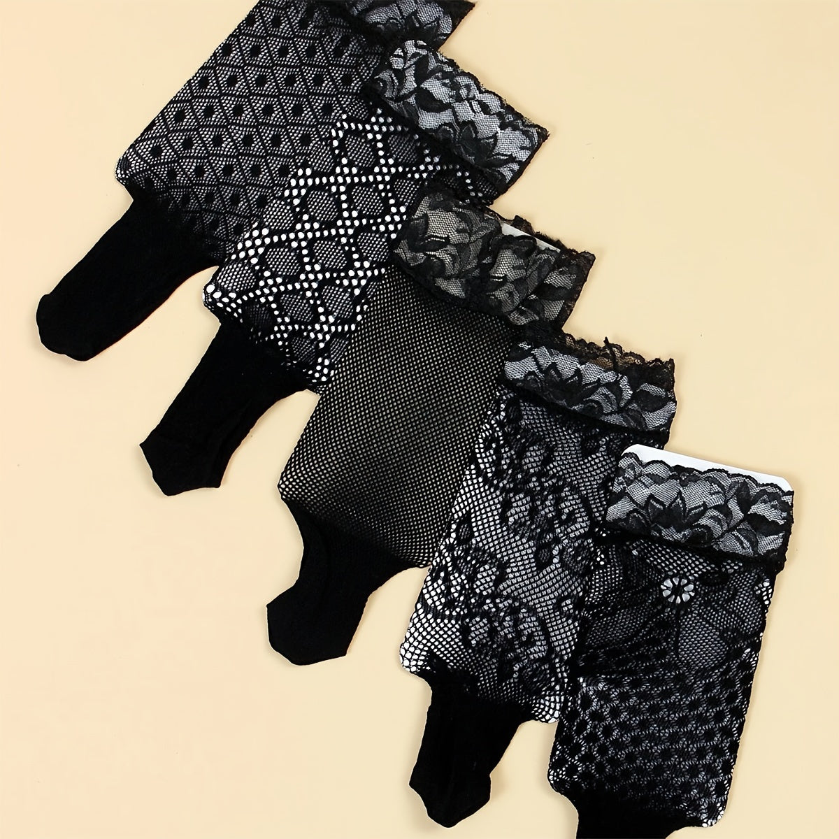 Набор из 5 модных тонких носок с цветочным кружевом, удобные и дышащие короткие носки для женщин.