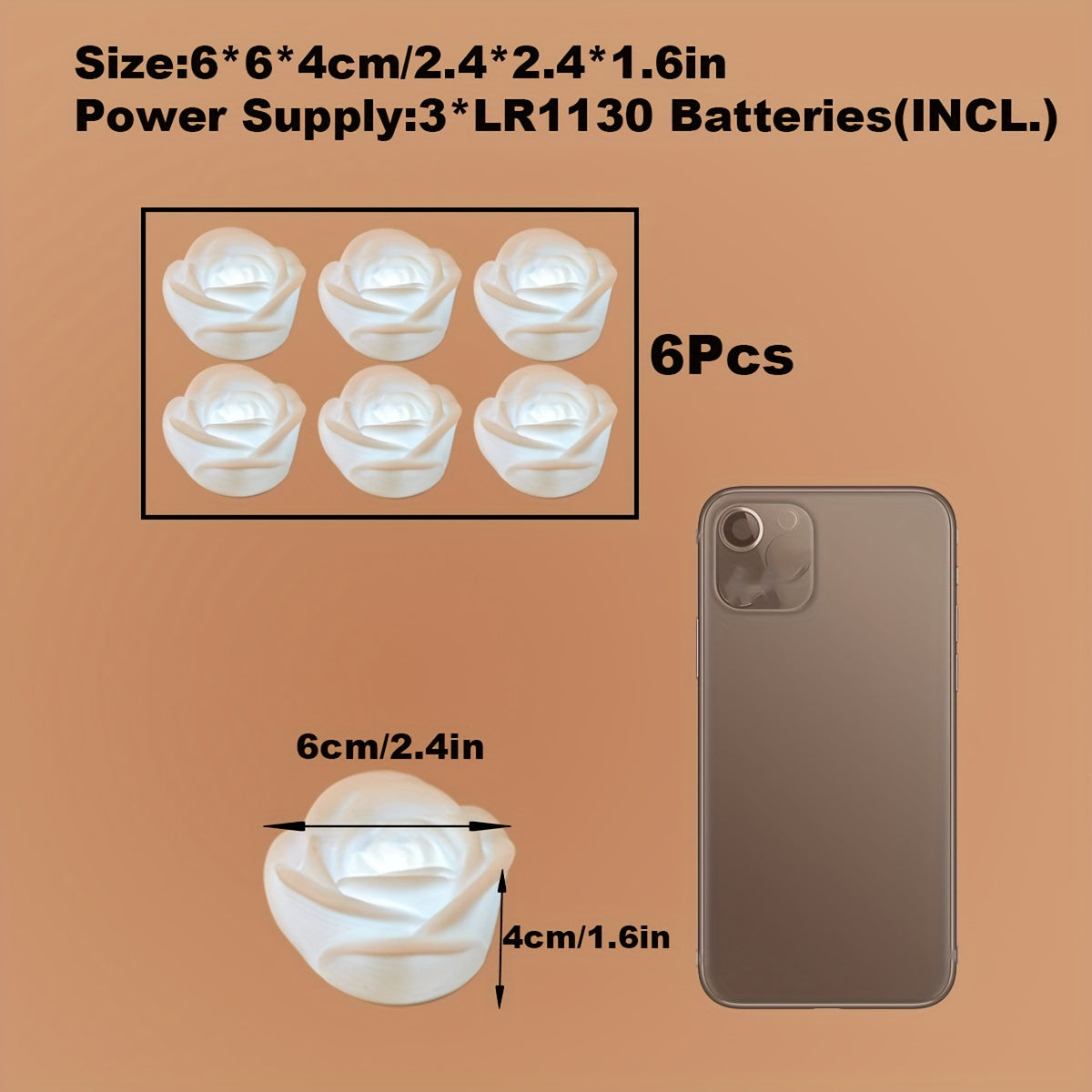 6pcs LED Luminous Rose Flowers for Valentine's Day Home Decor Wedding Romantic Scene