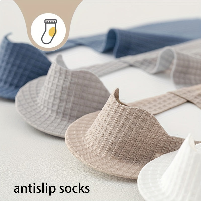 Men's Summer Waffle Pattern Breathable Sports Casual Boat Socks Set of 4