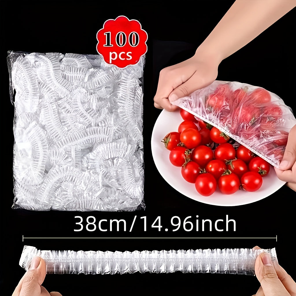 100pcs Disposable Food Cover Wraps Thickened Elastic Fresh-Keeping Film for Kitchen Storage