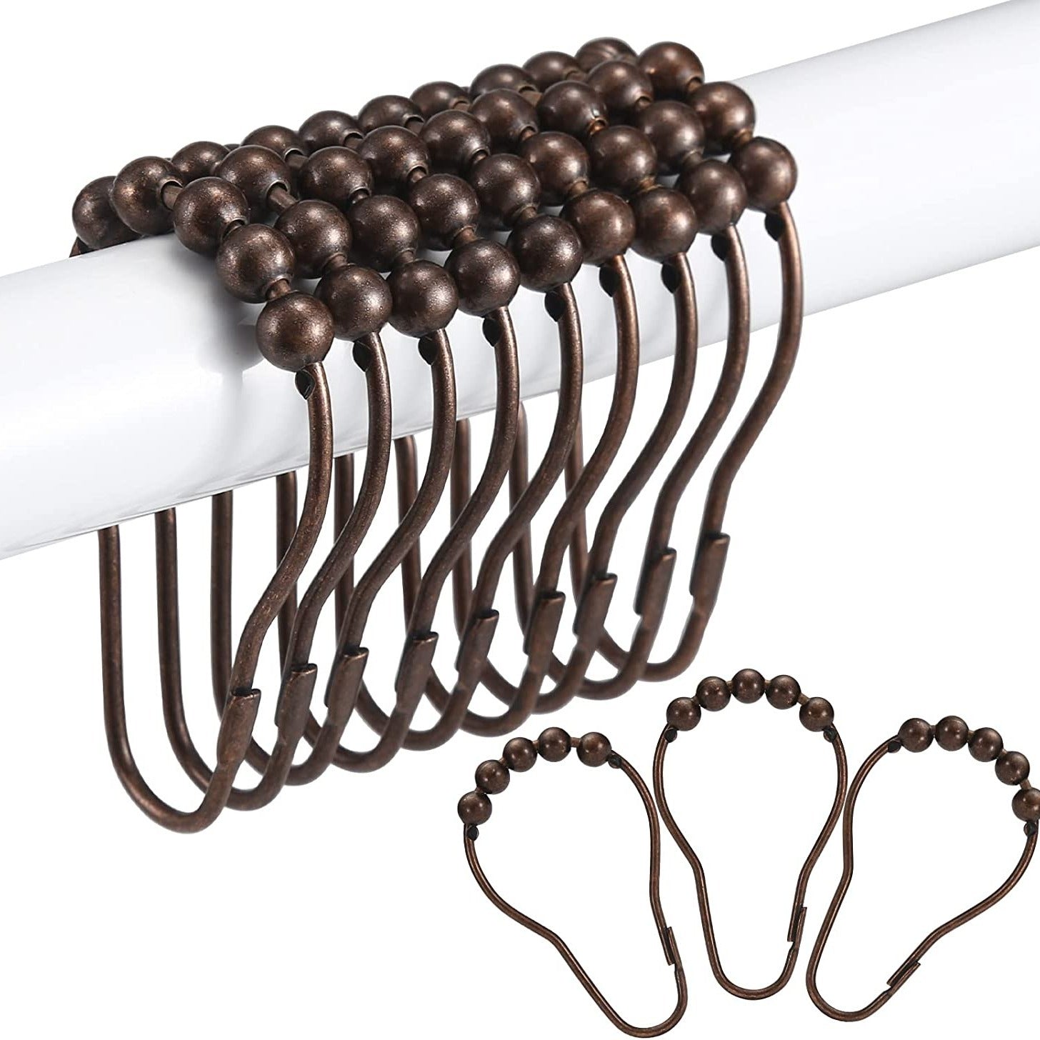 Nickel Shower Curtain Rings Set of 12 Rust-Resistant Metal Bathroom Curtain Holders