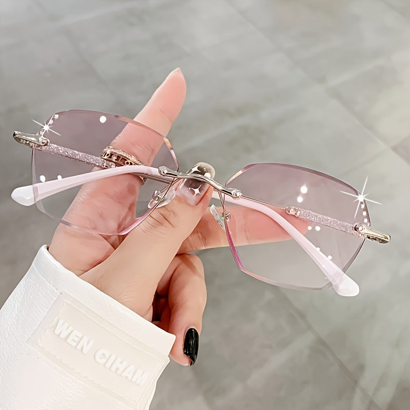 Women's Rimless Reading Glasses with Glitter Detail, 1.0 to 4.0 Magnification