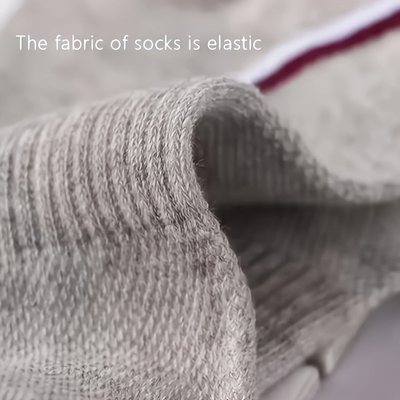 5pc Athletic Ankle Socks Men Women Breathable Polyester Sport Letter Pattern