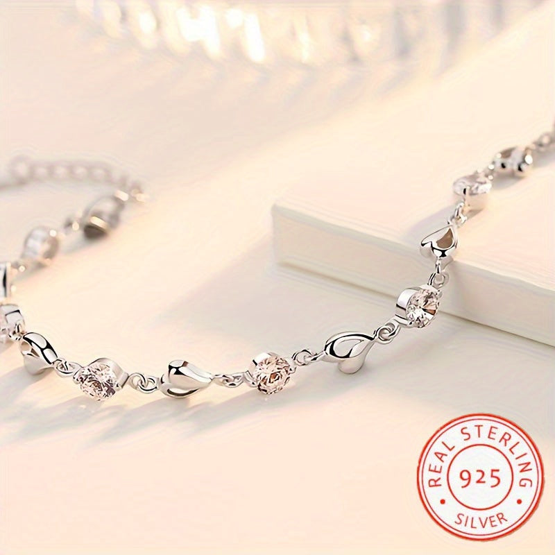 Pulsera de tenis de plata de ley 925 sin recubrimiento, diseño elegante en plata para uso diario y ocasiones especiales