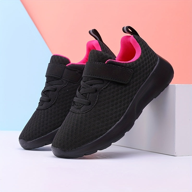 Girls Mesh Running Shoes Casual Athletic Style with Magenta Accent Sizes 28-40