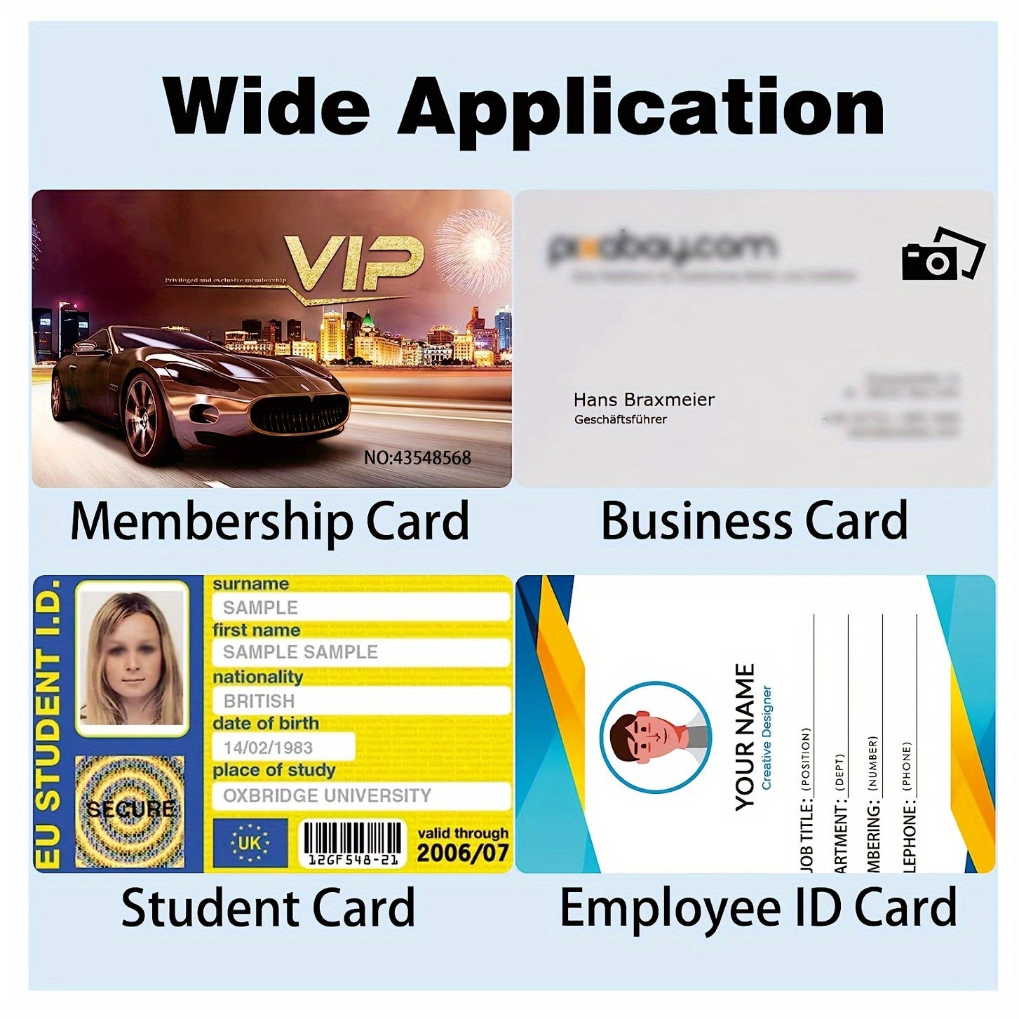 Premium White PVC Cards 30 Mil for ID Badge Printers Glossy Blank CR80