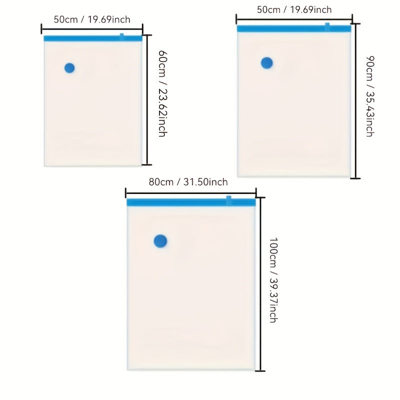 Vacuum Compression Storage Bags Set with Manual Pump for Travel and Winter Clothes 3 Sizes