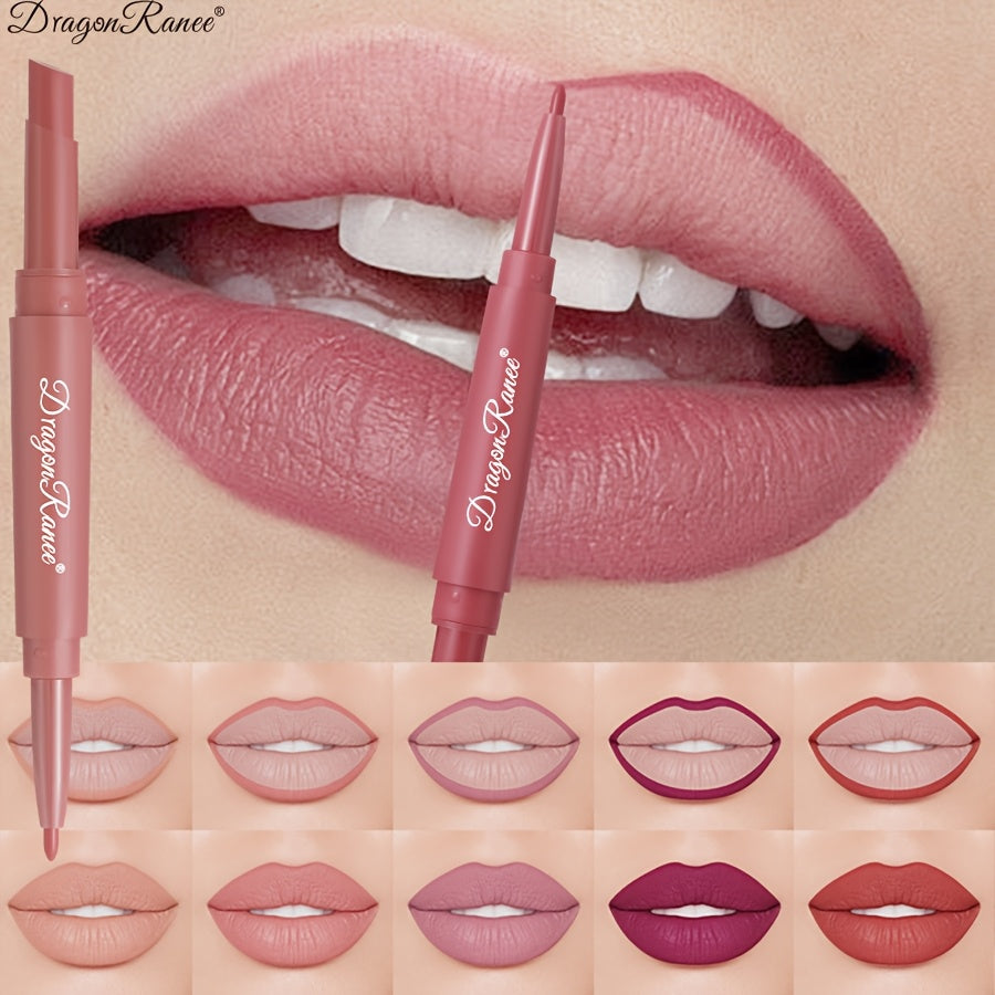 Set de perfilador de labios y lápiz de labios de 12 tonos para mujer mate no pegajoso de nude a audaz