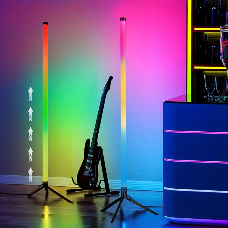 Wireless RGB LED Floor Lamp with App Dimming Remote Control and USB for Living Room Decoration