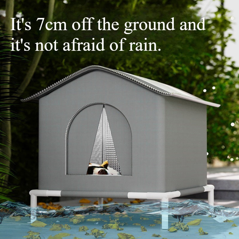 Outdoor Waterproof Cat Shelter with Stand and Warm Cushion for Stray Cats