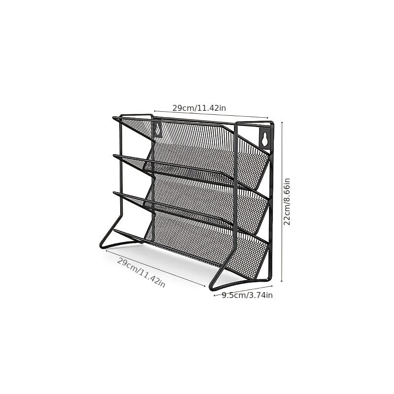 Devorga o'rnatiladigan oshxona ziravorlar qutisi, qora va kumush, 4 qavatli, 24 ta shisha uchun mo'ljallangan