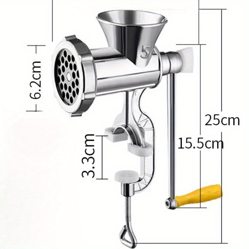 1 PMMJ Stainless Steel Manual Meat Grinder - Qo‘l bilan burilishli oziq-ovqat maydalagich, stolga mahkamlangan, go‘sht, sabzavotlar va boshqalarni elektr yoki batareyasiz maydalash uchun ideal.