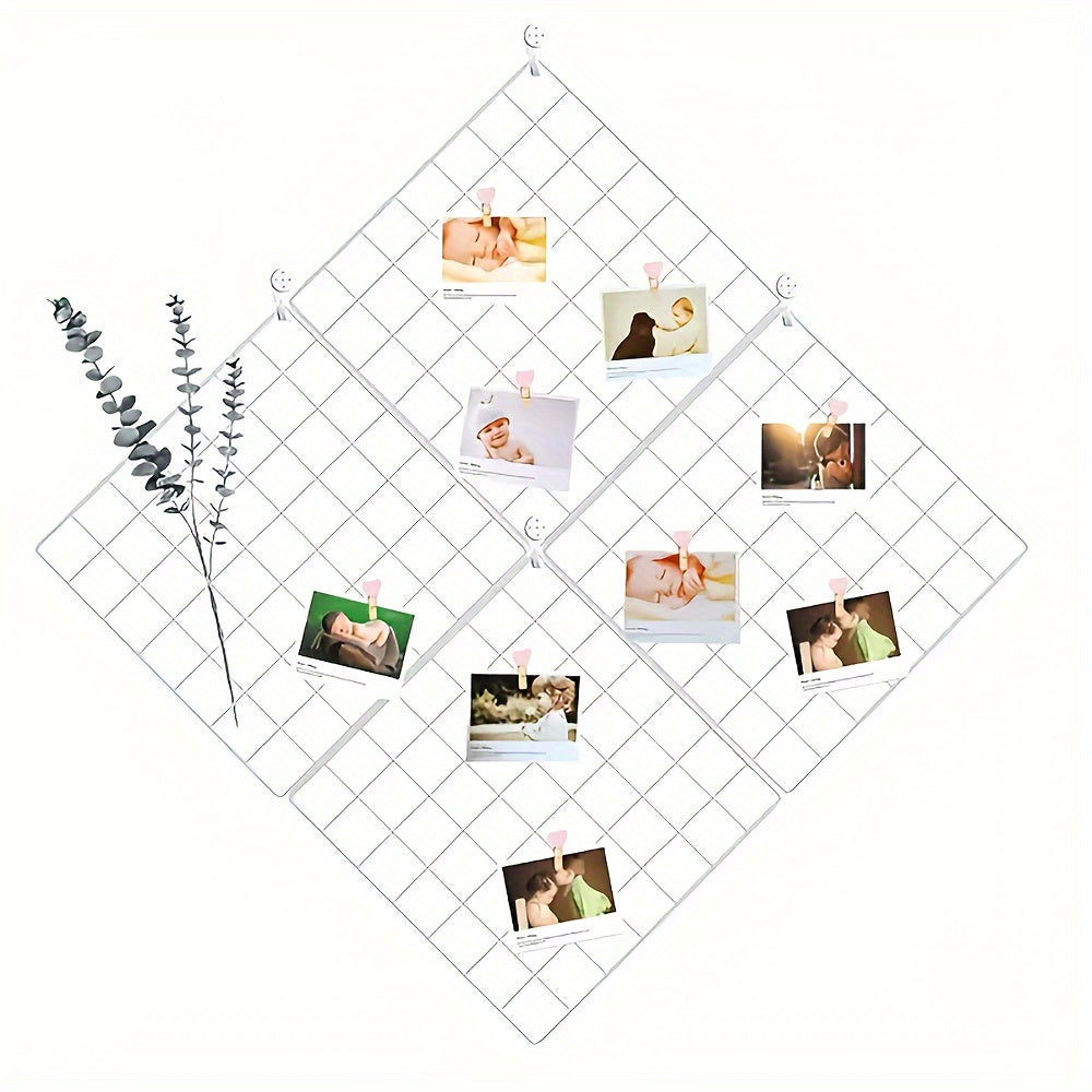 Metal Photo Wall Grid Panel Decorative Iron Display Rack Wire Grid for Photos 2 Sizes