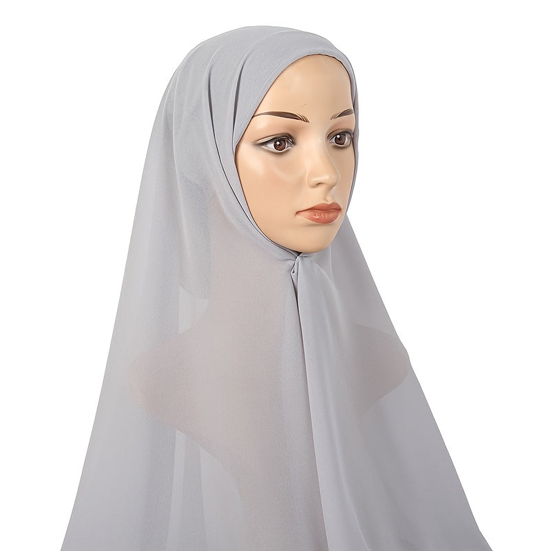Women's Chiffon Instant Hijab with Built-in Undercap Windproof Sun Protection