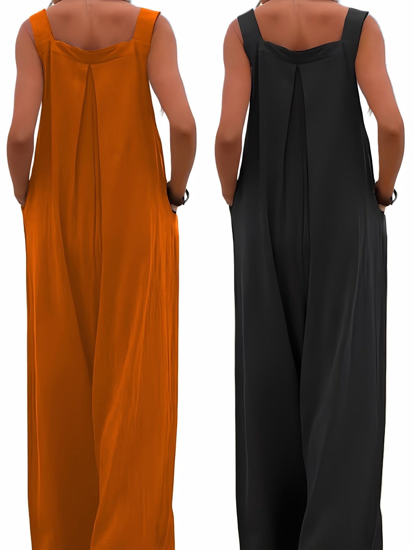 Plus Size Women’s Casual Summer Sleeveless Jumpsuit with Pockets
