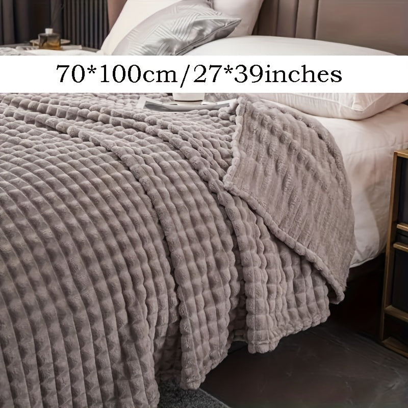 Плед из искусственного кроличьего меха в клетку - теплый и уютный плед для дивана, кровати или софы - мягкий и успокаивающий плед