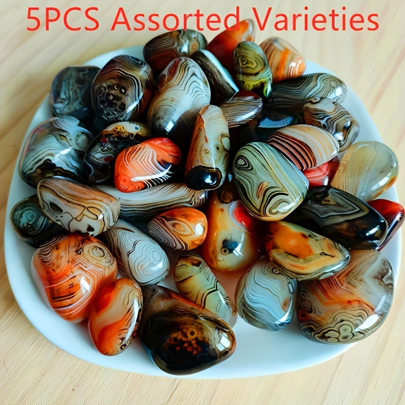 5-Piece Natural Agate Stone Set for Flower Pots Aquariums and Decorations