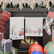 Set of 2 Christmas Kitchen Towels 45x66cm Snowflake Winter Decor